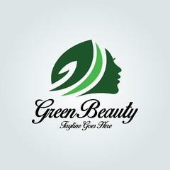 Green beauty logo design template. Vector illustration