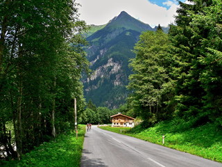 Austrian Alps-view of the cyclists