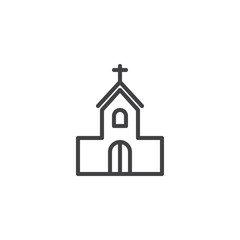 Church house line icon. linear style sign for mobile concept and web design. Church building with cross outline vector icon. Religion symbol, logo illustration. Pixel perfect vector graphics