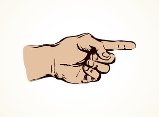 To point with finger. Vector drawing