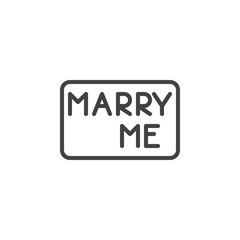 Marry me lettering line icon. linear style sign for mobile concept and web design. Marry me typography text for wedding outline vector icon. Symbol, logo illustration. Pixel perfect vector graphics
