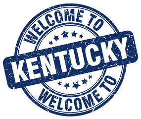 welcome to Kentucky blue round vintage stamp