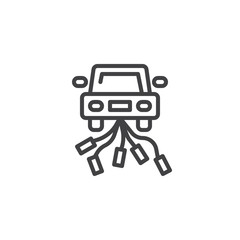 Wedding car line icon. linear style sign for mobile concept and web design. Car just married outline vector icon. Symbol, logo illustration. Pixel perfect vector graphics
