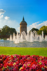 Manneim, Germany - Water Tower and Fountain