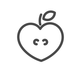 Heart shaped apple line icon.