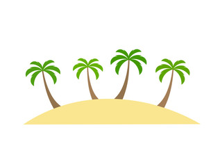 Sandy paradise island with palm trees.
