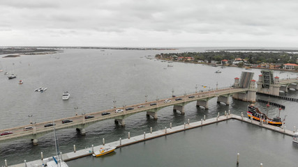 Panoramic aerial view of St Augustine Bridge of Lions