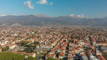 Aerial view of Forte Dei Marmi skyline, panoramic skyline..