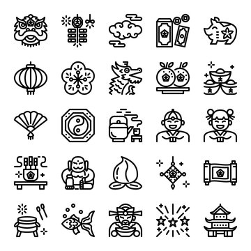 chinese new year pixel perfect icons