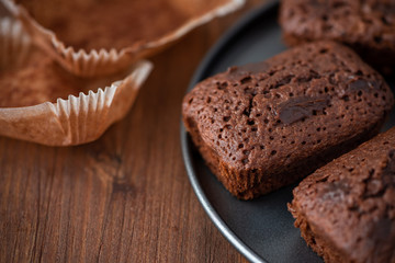 Brownie, chocolate homemade dessert close up.