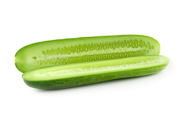 cucumber slice isolated over a white background