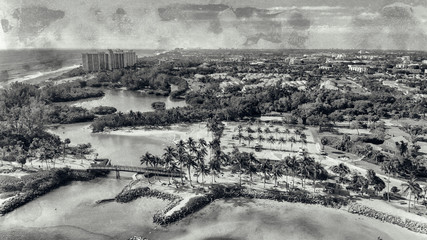 Panoramic aerial view of Jupiter from Dubois Park, Florida © jovannig