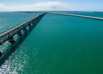 Pier over the beautiful ocean, view from drone