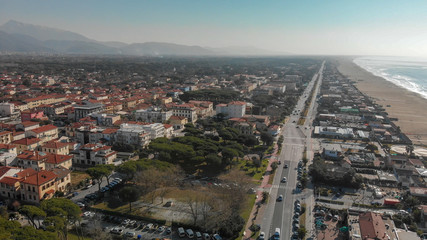 Aerial view of Forte Dei Marmi skyline, panoramic skyline..