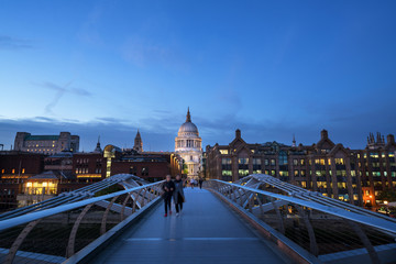 Millenium Bridge, with St. Paul's Cathedral, UK