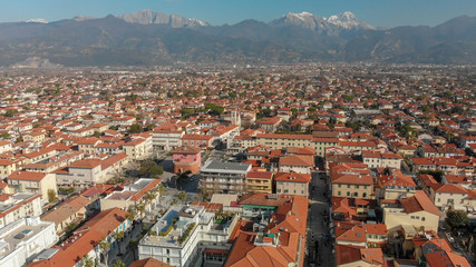 Obraz premium Panoramic aerial view of Forte Dei Marmi skyline, Tuscany, Italy..