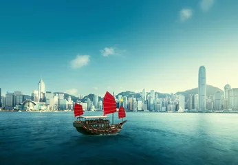 Papier Peint photo autocollant Lieux asiatiques le port de Hong-Kong