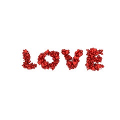 3d render of hearts red love white background