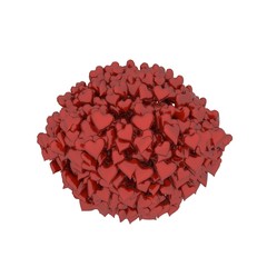 3d render of hearts red love white background