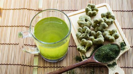 Matcha green tea Slash  In clear glass