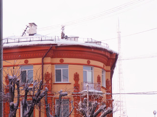 19th century style building in winter