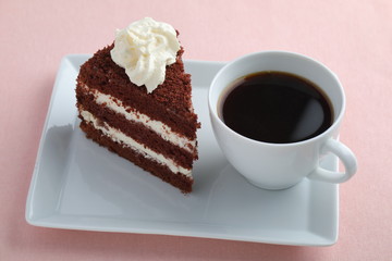 Chocolate cake and coffee
