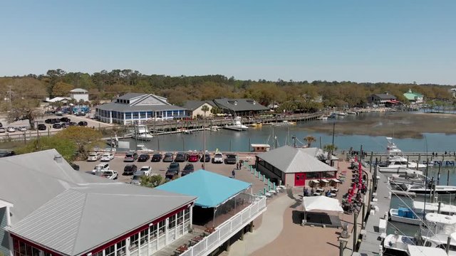Georgetown, South Carolina. Panoramic aerial view at sunset