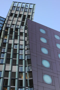 Hamburg, Germany - November 30, 2011: Dancing towers by architect Hadi Teherani beside the Arcotel Onyx in Reeperbahn in Hamburg. Elements of modern architecture.