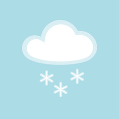 Cloud snow icon element simple app Isolated symbol on blue background Icon cloudy snowy cold weather Flat design element of application banner card meteo weather cloud snow icon Vector wallpaper app
