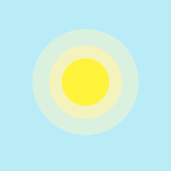 Sun icon element simple app Isolated symbol on blue background Icon sunny warm hot weather Flat design element of applications banner card meteo weather yellow sun icon Vector wallpaper applications