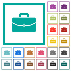 Satchel with one buckle flat color icons with quadrant frames