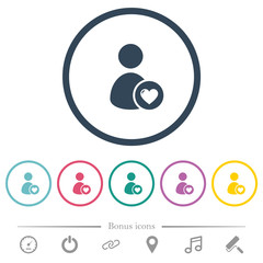 Favorite user flat color icons in round outlines