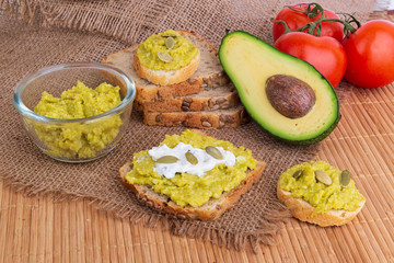 Healthy guacamole sauce ingredients.