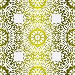 Seamless Floral Ornament. For Print, Tablecloth, Fabric. Vector illustration. Gold color
