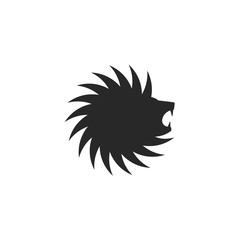 Lion head logo circle shape, tattoo great design for any purposes. Abstract disk saw geometric shape.
