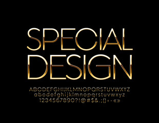 Vector abstract Golden Artistic Design Alphabet. Set of Elegant Letters, Numbers and Symbols.