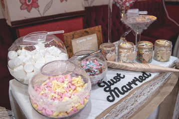Candy bar at a wedding reception