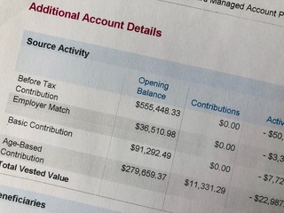 Retirement investment account reconciliation details