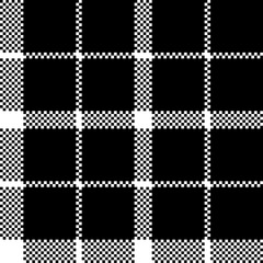 Flower of scotland tartan black pixel fabric texture seamless pattern