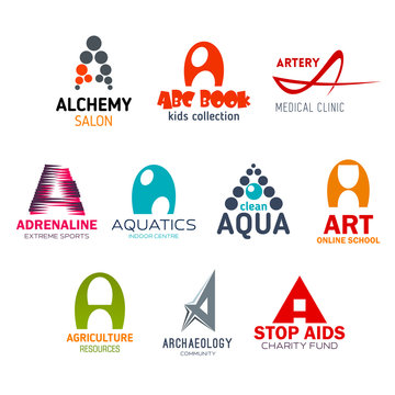 Letter A, corporate identity, business icons