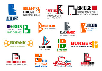 Business icons, letter B, corporate identity signs