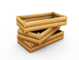 empty wooden crate. Isolated 3d rendering