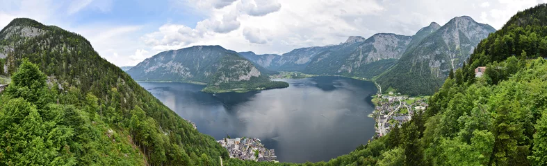 Fototapeten Grau Luftpanorama Hallstatt  © tawunap159