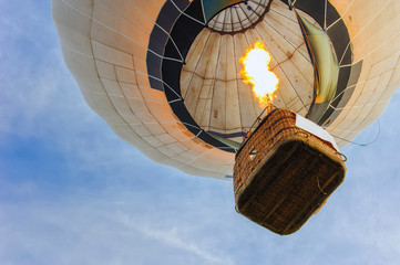 Many colorfull hot air balloons in the sky at blue sky with clouds background 