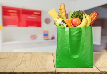 Full shopping  bag, isolated over  background