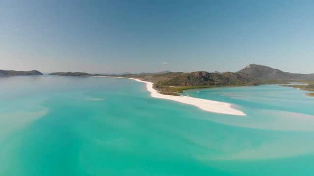 Aerial panoramic view of Whitehaven Beach from Hill Inlet, Queensland, Australia