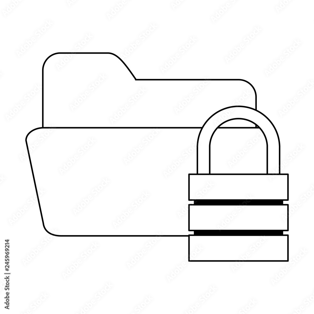 Poster folder with padlock security system in black and white