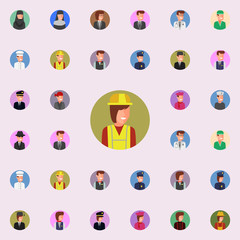 colored avatar of builder icon. Avatar icons universal set for web and mobile