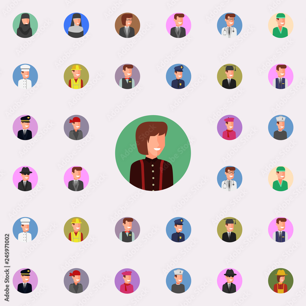 Aufkleber colored avatar of waitress icon. avatar icons universal set for web and mobile