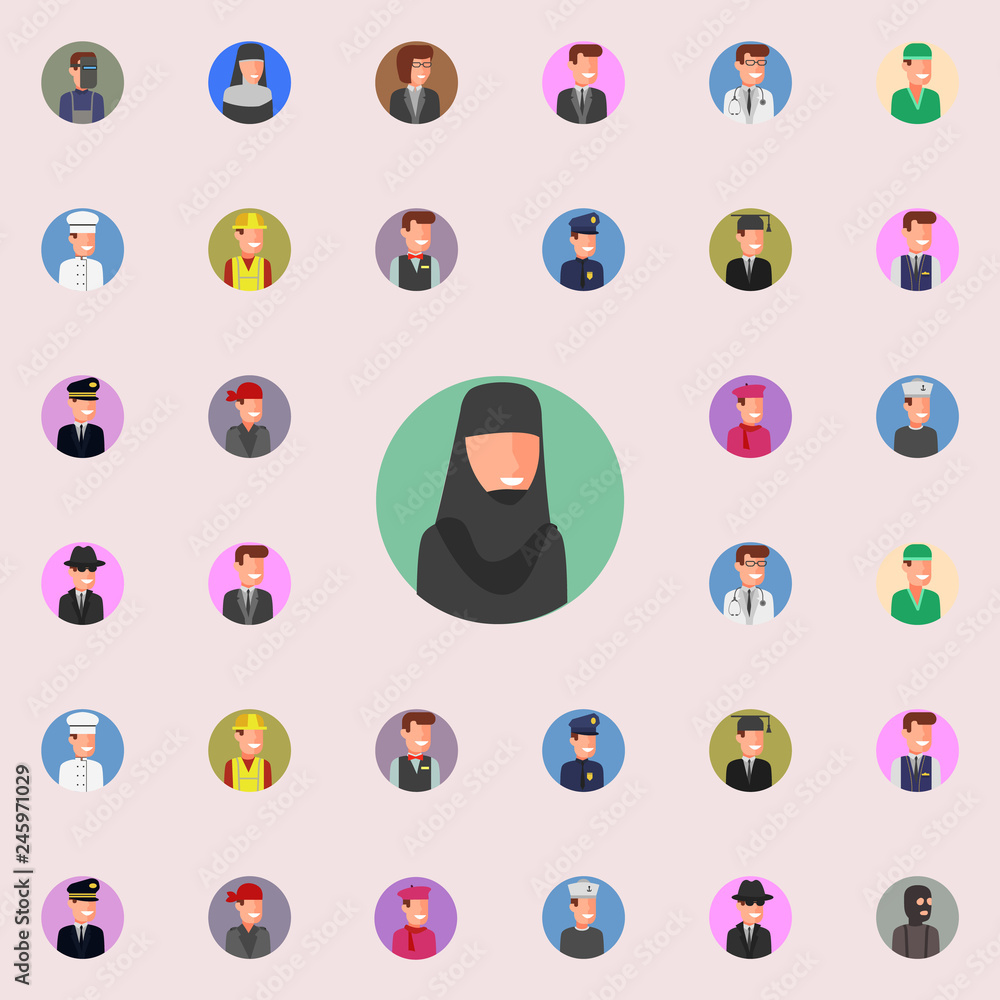 Poster colored avatar of priest icon. avatar icons universal set for web and mobile